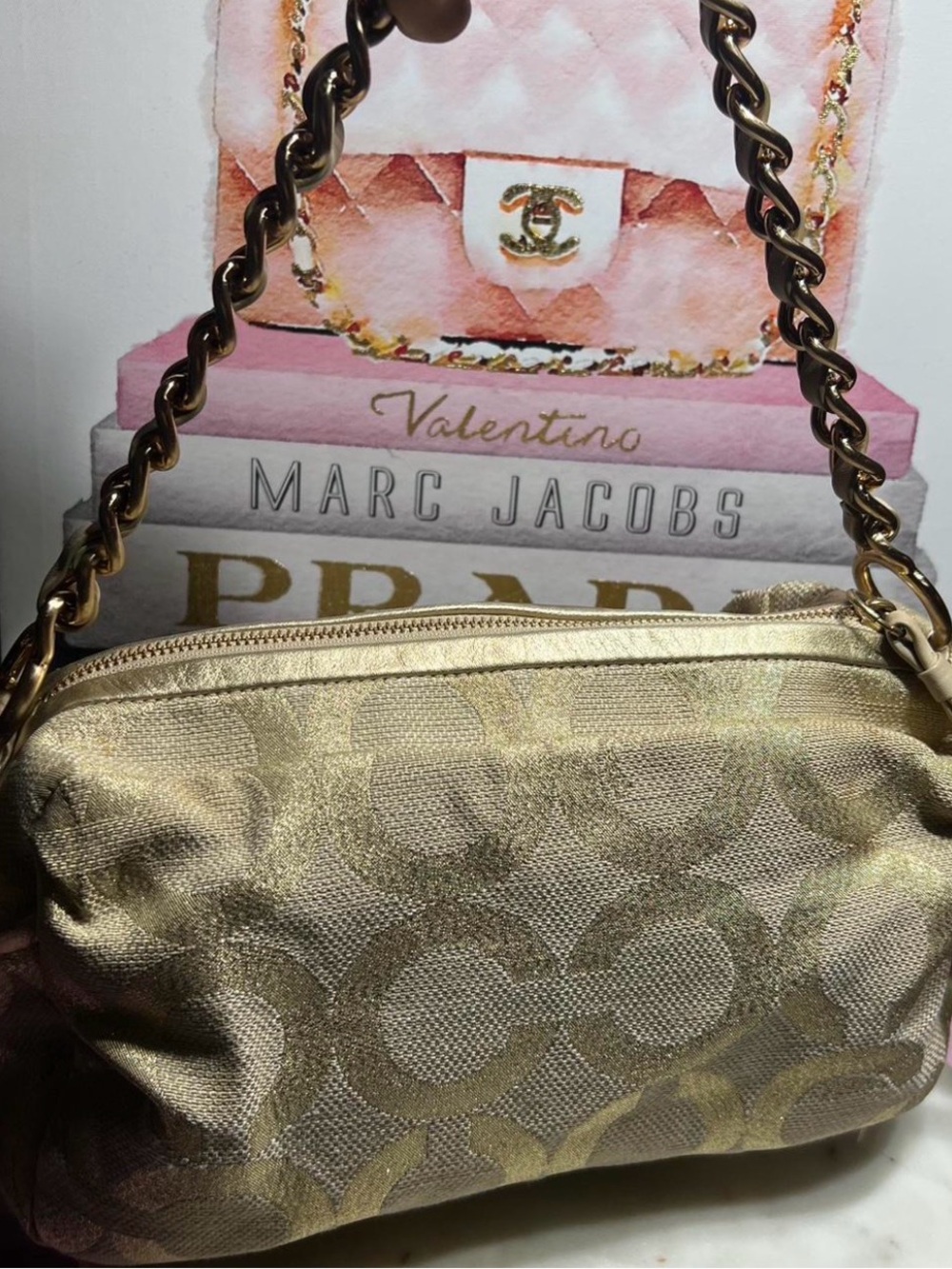 Coach Gold Patterned Women's Shoulder Bag